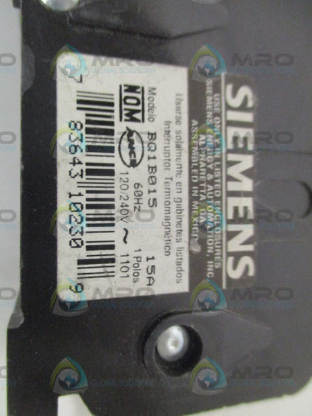 SIEMENS BQ1B015 CIRCUIT BREAKER 15A  UNMP