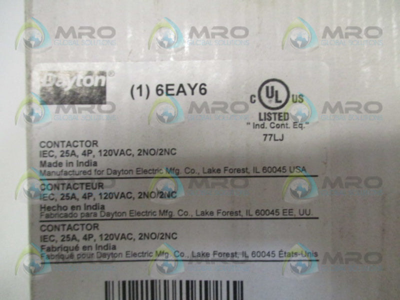 DAYTON 6EAY6 CONTACTOR 120VAC  NSMP