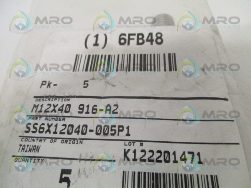 GRAINGER 6FB48 M51260.120.0040 SOCKET SET SCREW (PKG OF 5) NSMP