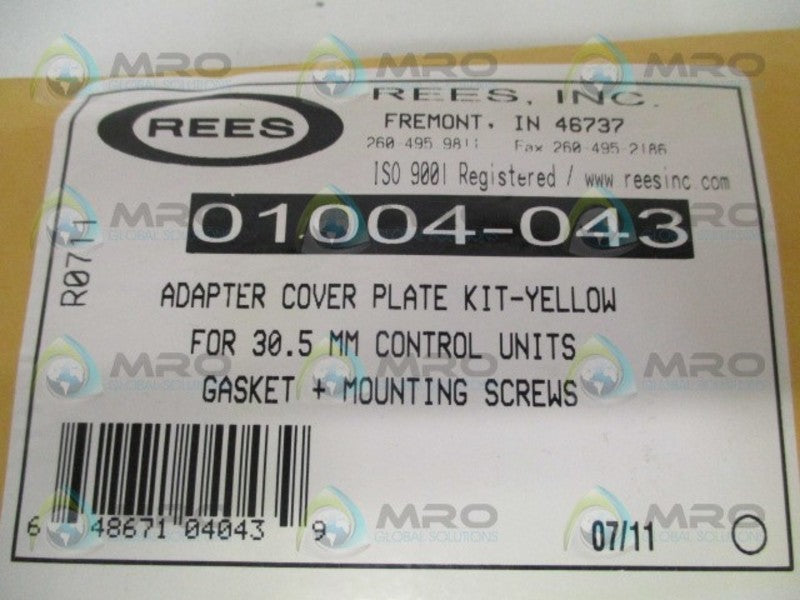 REES 01004-043 YELLOW ADAPTER COVER PLATE KIT  NSMP