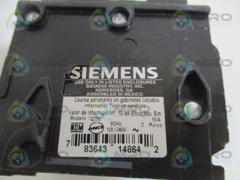 SIEMENS Q250 CIRCUIT BREAKER 50A UNMP