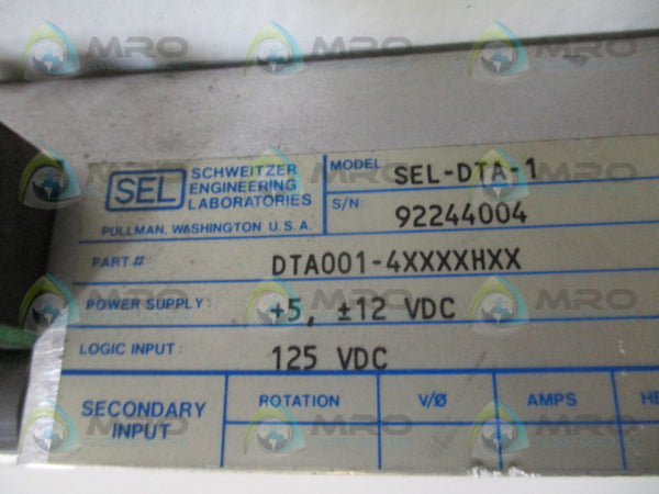 SEL SEL-DTA DTA001-4XXXXHXX DISPLAY TRANSDUCER ADAPTER RELAY UNMP