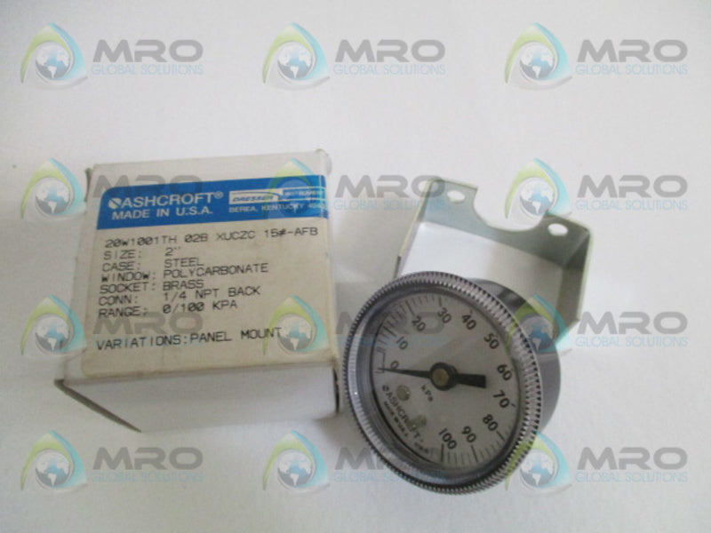 ASHCROFT 20W1001TH02BXUCZC-15#-AFB PRESSURE GAUGE 0-100 KPA  NSMP