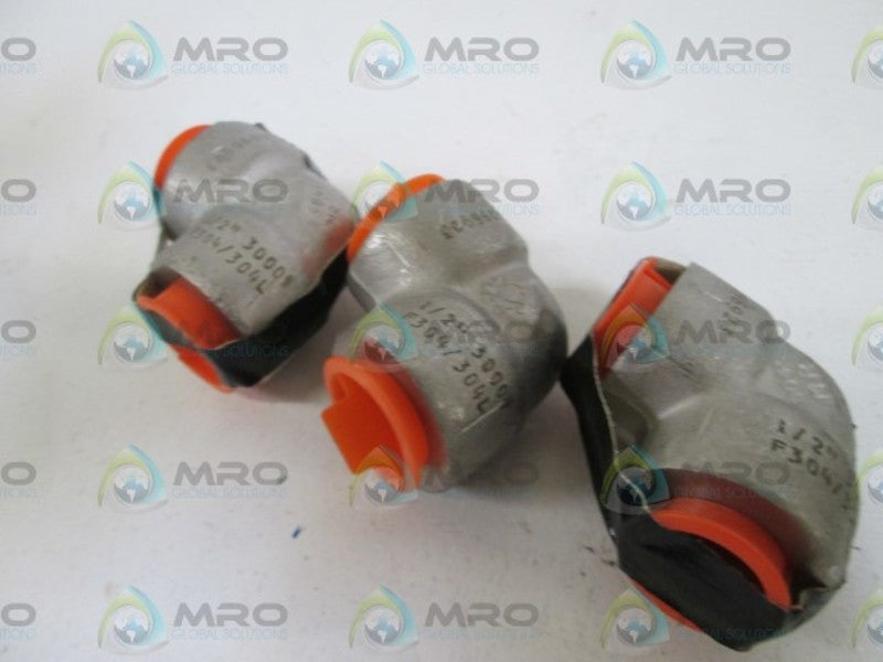 LOT OF 3 ELBOW 1/2" 3000# F304/304L NSNP