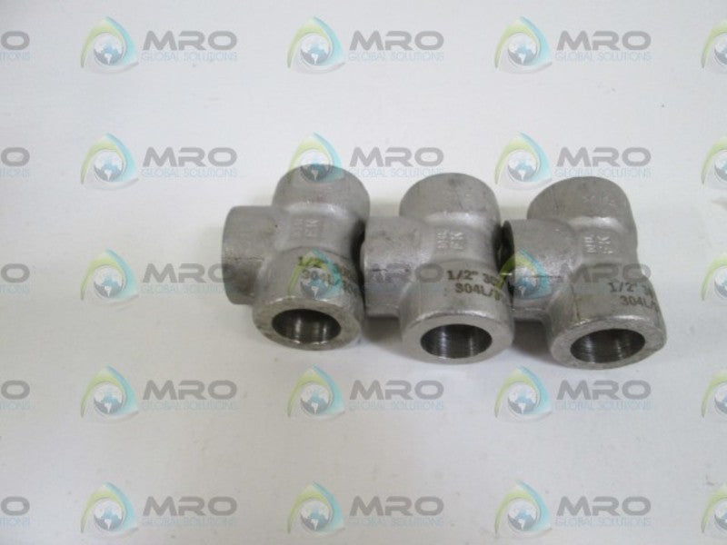 LOT OF 3 FITTING 1/2" 3000# 304L/304 NSNP