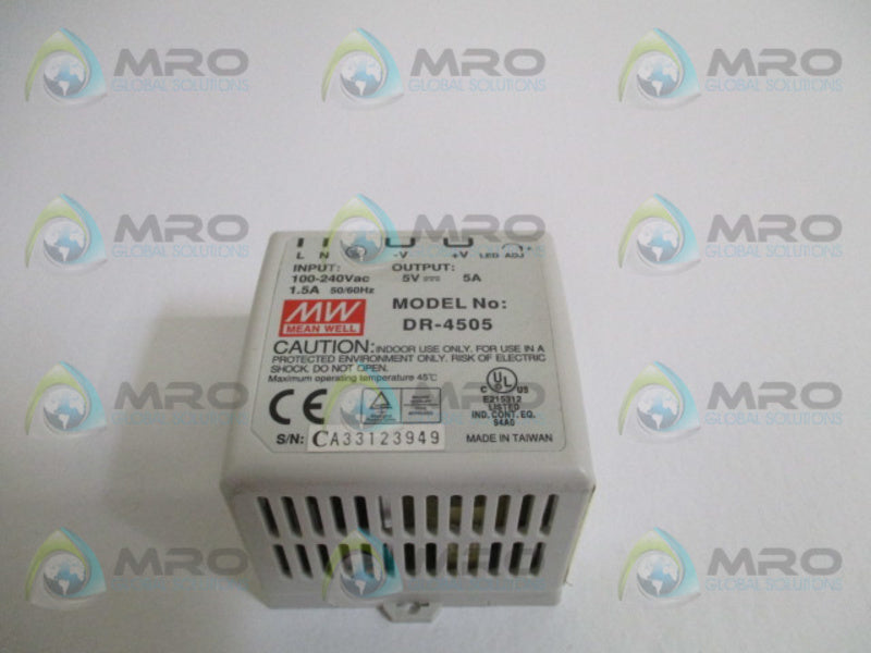 MEAN WELL DR-4505 DIN RAIL POWER SUPPLY UNMP