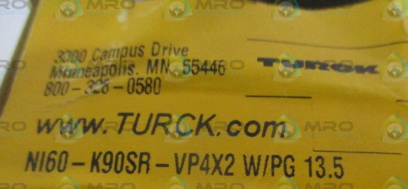 TURCK NI60-K90SR-VP4X2-W/PG13.5 INDUCTIVE PROXIMITY SENSOR UNMP