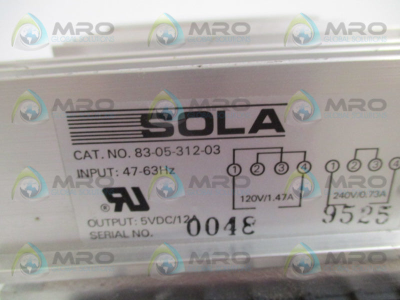 SOLA 83-05-312-03 POWER SUPPLY UNMP