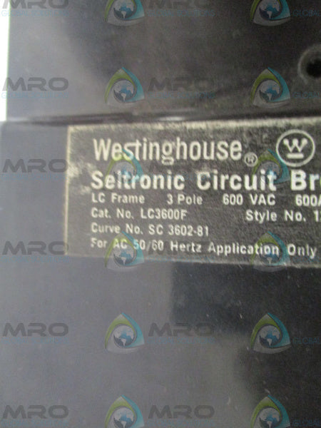 WESTINGHOUSE LC3600 CIRCUIT BREAKER 600A NSNP