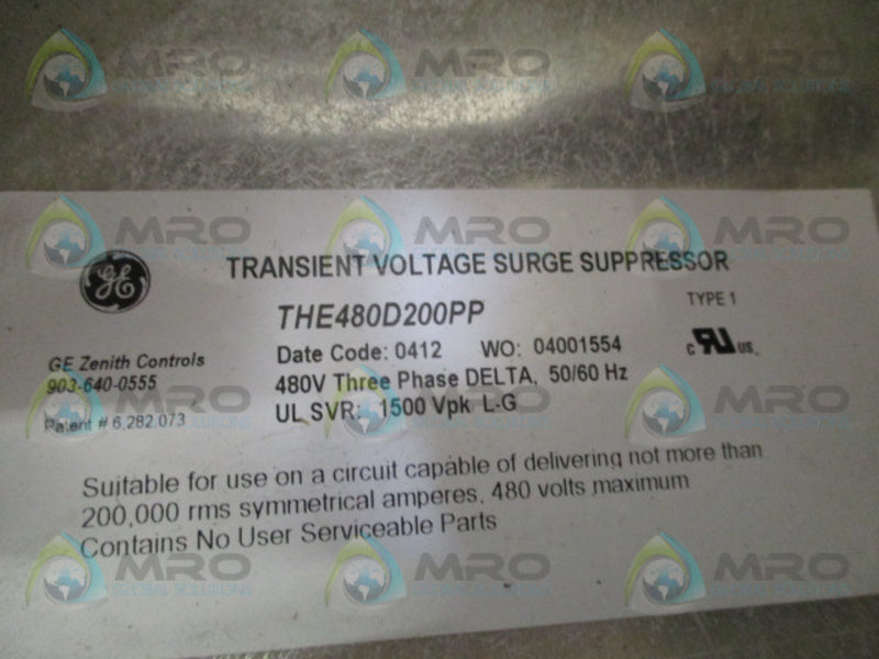 GENERAL ELECTRIC THE480D200PP VOLTAGE SURGE SUPPRESSOR (REPAIRED) UNMP