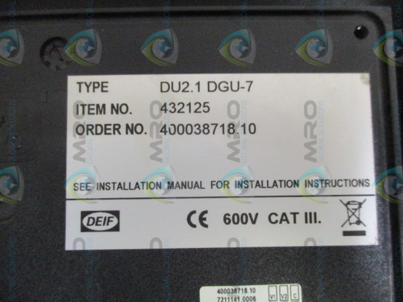 DEIF DELOMATIC 4 DU2.1DGU-7 DISPLAY UNIT MODULE  UNMP