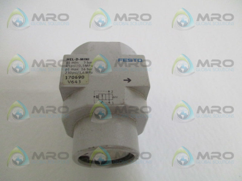 FESTO HEL-D-MINI PNEUMATIC ON/OFF VALVE  UNMP