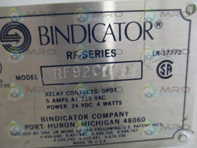 BINDICATOR RF92C2G3S INDICATOR (REPAIRED)  UNMP