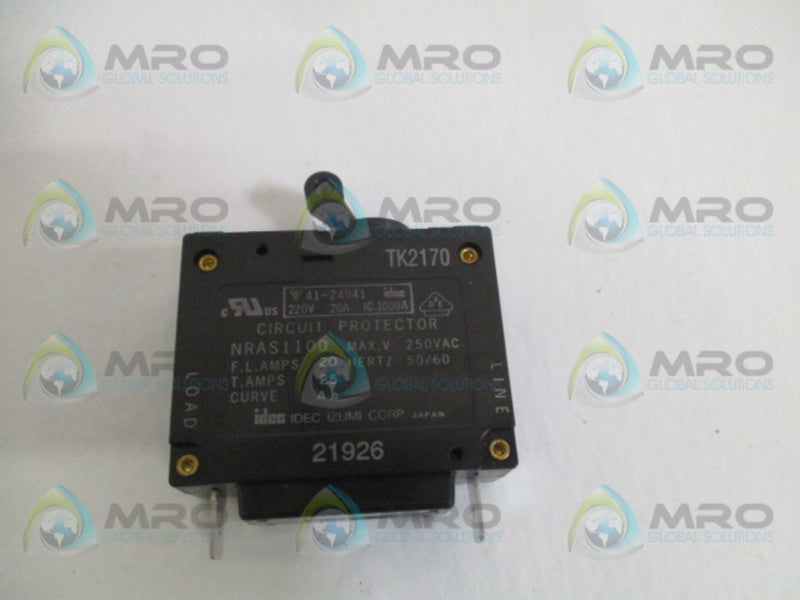 IDEC NRAS1100-20A-AA CIRCUIT PROTECTOR 20A NSMP