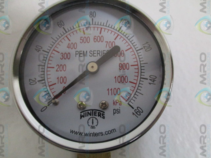WINTERS PEM215 PRESSURE GAUGE 0-160 PSI 0-1100 KPA NSMP