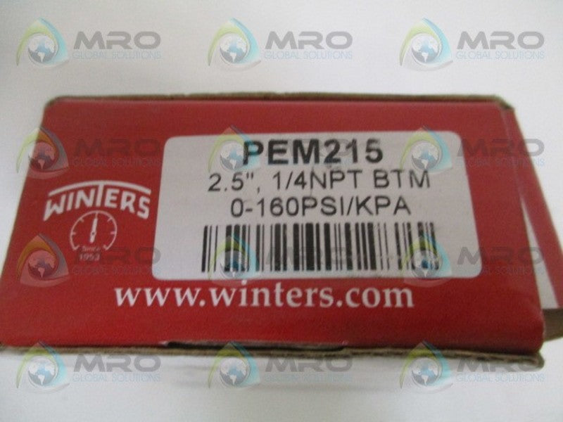 WINTERS PEM215 PRESSURE GAUGE 0-160 PSI 0-1100 KPA NSMP