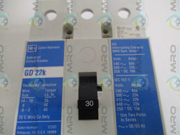 CUTLER HAMMER GD3030CA3 CIRCUIT BREAKER 30A  NSNP