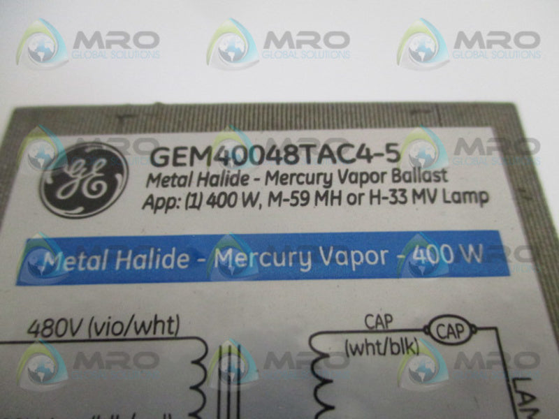 GENERAL ELECTRIC GEM40048TAC4-5 BALLAST  NSNP