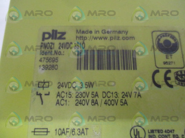 PILZ PNOZ124VDC3S1O SAFETY RELAY 24VDC UNMP
