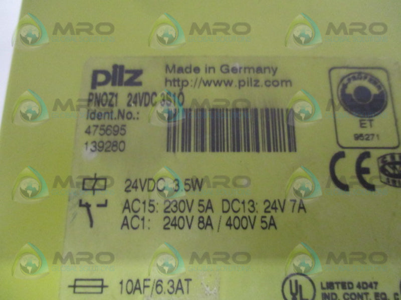 PILZ PNOZ124VDC3S1O SAFETY RELAY 24VDC UNMP