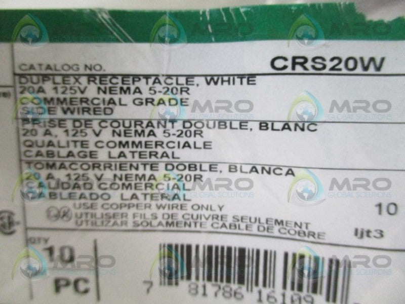 BRYNAT CRS20W DUPLEX RECEPTACLE  NSNP