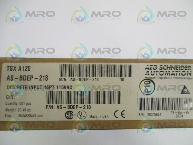 SCHNEIDER AEG TSX A120 AS-BDEP-218 DISCRETE INPUT MODULE NSFS