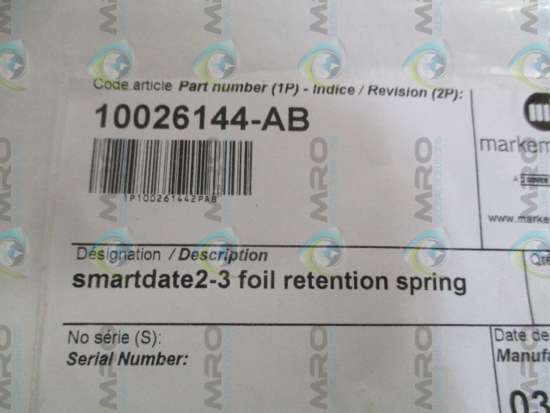 MARKEM IMAJE 10026144-AB FOIL RETENTION SPRING NSMP