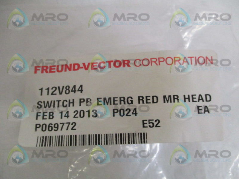 FREUND-VECTOR 112V844 PUSHBUTTON EMERGENCY MUSHROOM HEAD NSMP