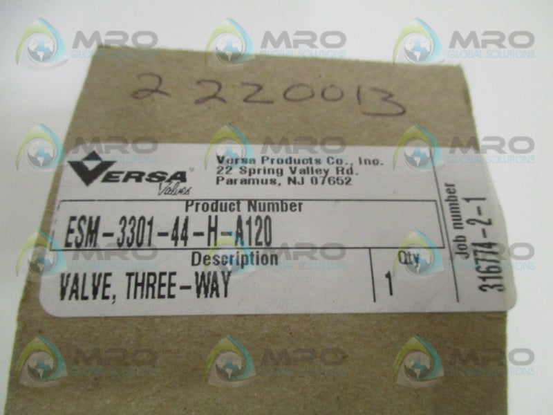 VERSA ESM-3301-44-H-A120 THREE-WAY VALVE NSMP