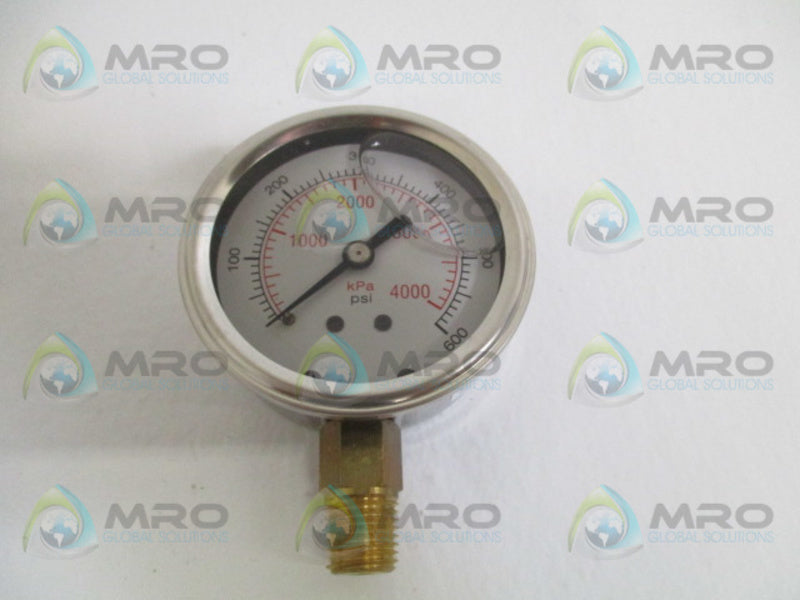 GRAINGER 5WZ75 PRESSURE GAUGE 0/600 PSI 0/4000 kPa NSMP