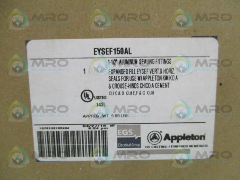APPLETON EYSEF150AL SEALING FITTINGS 1-1/2"  NSMP