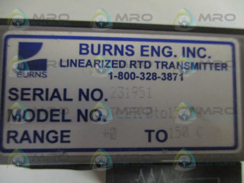 BURNS TL21C-0-150JC LINEARIZED RTD TRANSMITTER 0/150 C  UNMP
