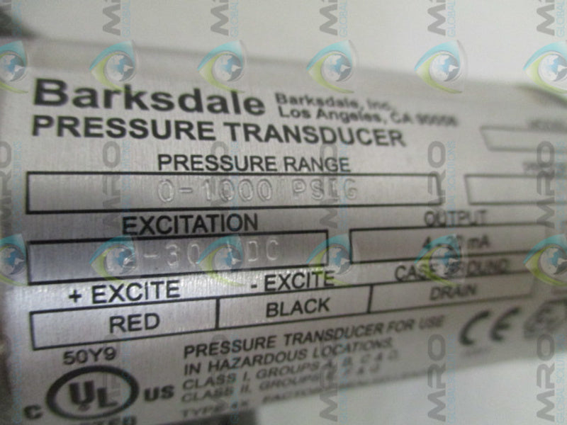 BARKSDALE 425X-10 PRESSURE TRANSDUCER 0-1000 PSIG  NSMP