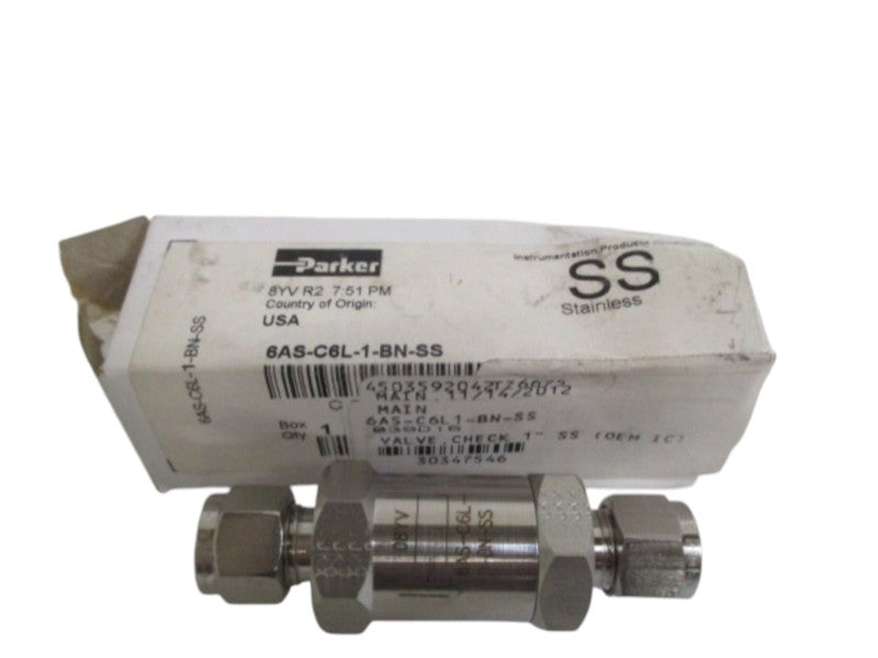 PARKER 6AS-C6L-1-BN-SS CHECK VALVE NSMP