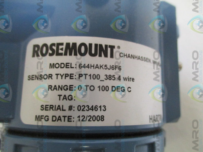 ROSEMOUNT 644HAK5J6F6 TEMPERATURE ASSEMBLY 0/100 DEG C NSNP