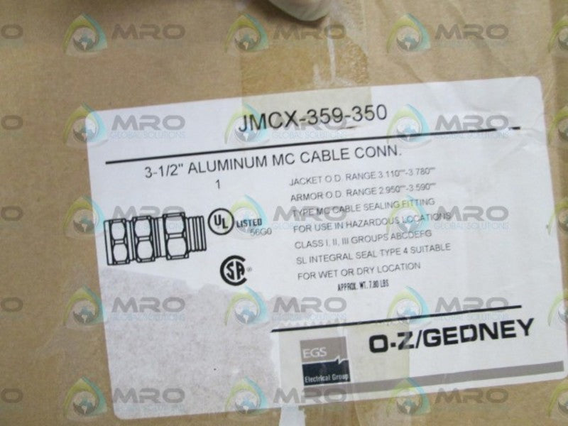 O-Z/GEDNEY 3-1/2" ALUMINUM MC CABLE CONN. JMCX-359-350 NSMP