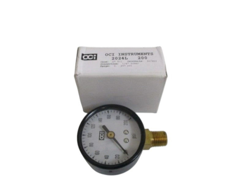 OCI INSTRUMENTS 2024L-200# PRESSURE GAUGE 0-200 PSI NSMP