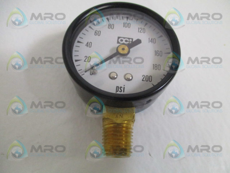 OCI INSTRUMENTS 2024L-200# PRESSURE GAUGE 0-200 PSI NSMP