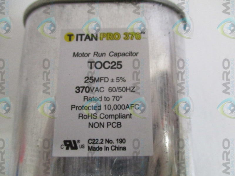 TITAN PRO TOC25 MOTOR RUN CAPACITOR 370VAC NSMP