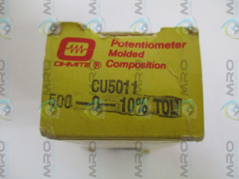 OHMITE CU5011 POTENTIOMETER 500 OHMS NSMP