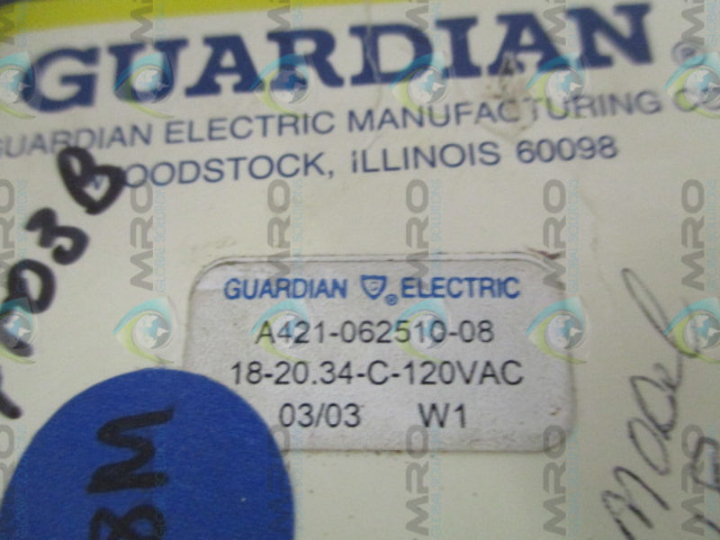 GUARDIAN ELECTRIC A421-062519-08 SOLENOID COIL 120VAC NSMP