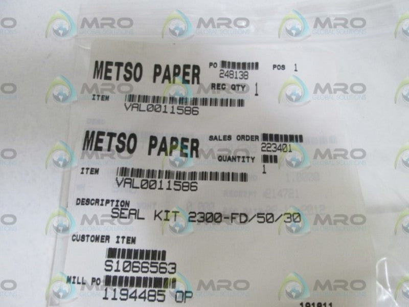 METSO PAPER SEAL KIT VAL0011586 NSNP IN BAG