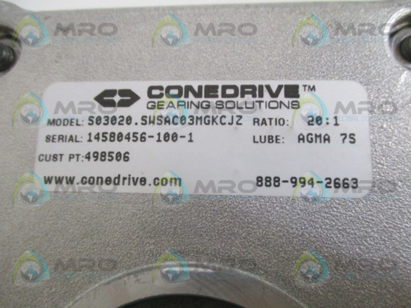 CONEDRIVE S03020.SWSAC03MGKCJZ GEAR BOX RATIO: 20:1  NSNP