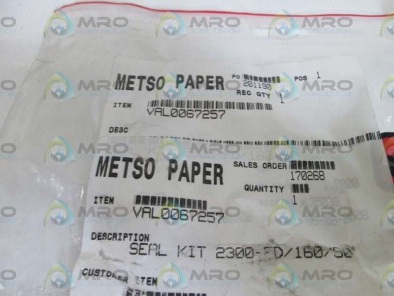 METSO PAPER SEAL KIT VAL0067257 NSNP IN BAG