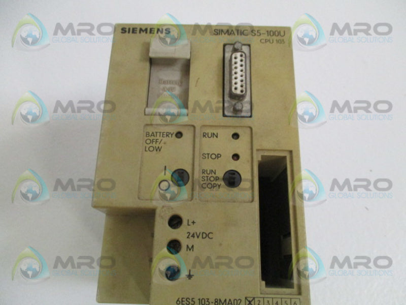 SIEMENS SIMATIC S5-100U 6ES5103-8MA02 CONTROL PROCESS UNIT UNMP