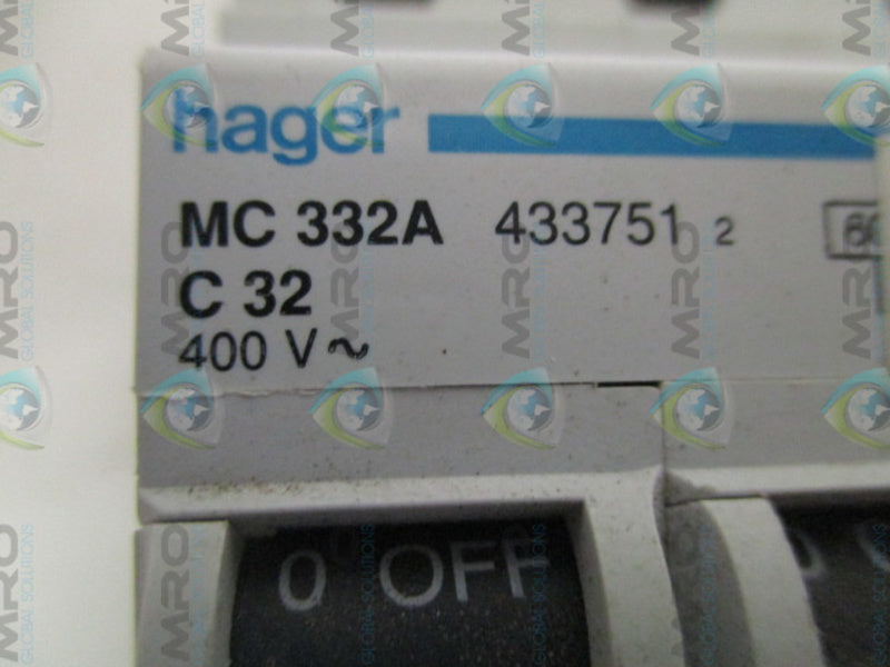 HAGER MC332A-C32 CIRCUIT BREAKER 32A UNMP
