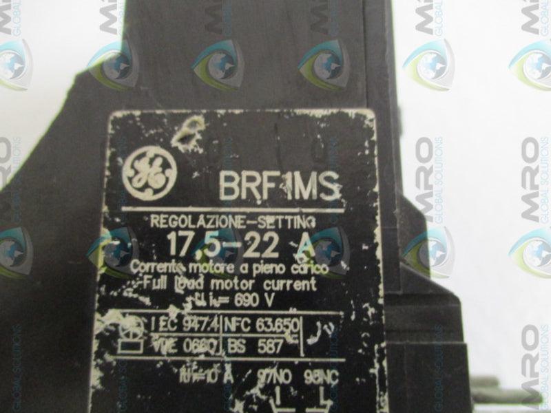 GENERAL ELECTRIC BRF1MS OVERLOAD RELAY 17.5-22A UNMP