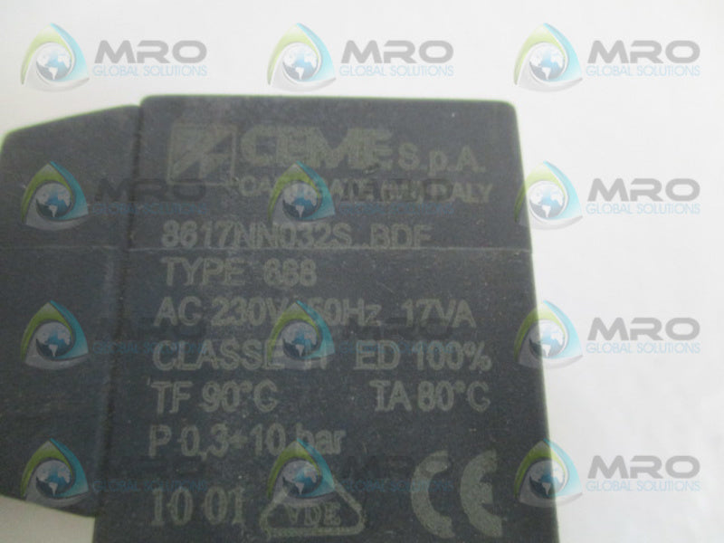 CEME TYPE 688 8617NN032SBDF SOLENOID VALVE COIL CONNECTOR  NSNP