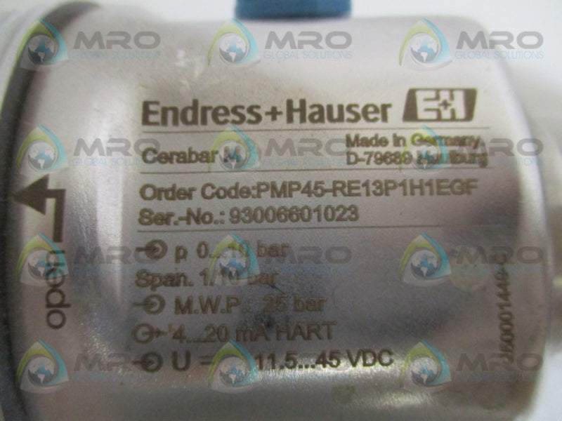 ENDRESS+HAUSER CERABAR M PMP45-RE13P1H1EGF PRESSURE TRANSMITTER  UNMP