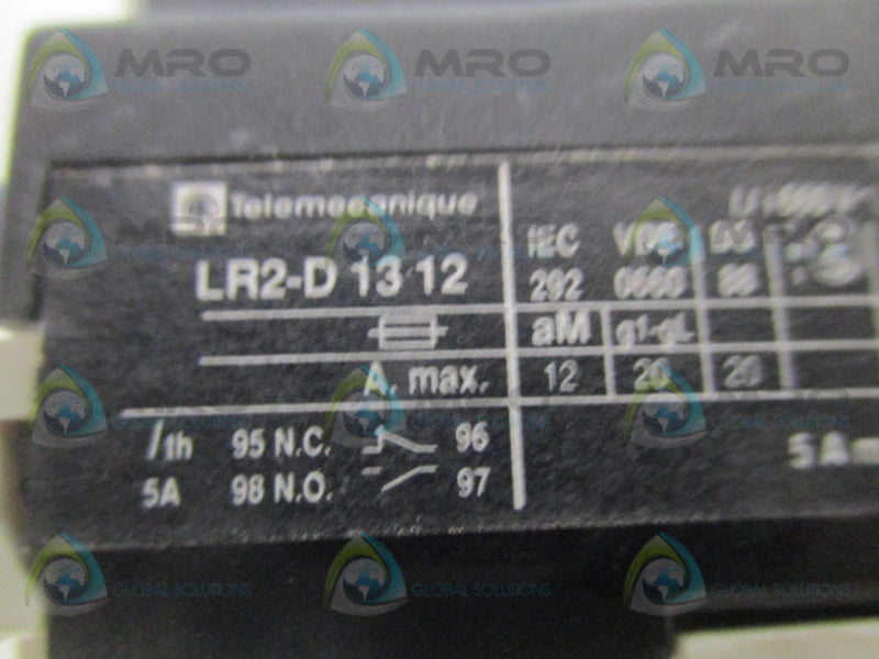 TELEMECANIQUE LR2-D1312 THERMAL OVERLOAD RELAY 5.5-8A UNMP